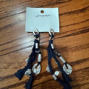 Free People Silver and Blue Boho Earrings